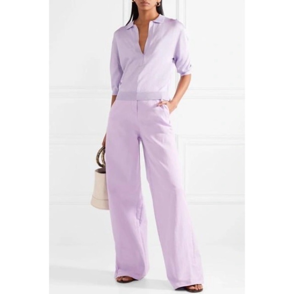 Tibi Crispy Viscose Short Sleeve Polo
